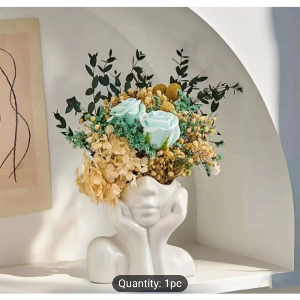 White resin vase- elegant plastic Bohemian Nordic style decorative  flower stand